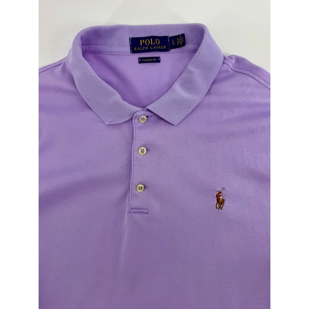 Polo Ralph Lauren Classic Fit Purple Cotton Short Sleeve Polo Shirt Mens Large